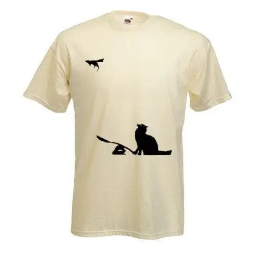 Banksy Cat & Mouse Mens T-Shirt XXL / Cream