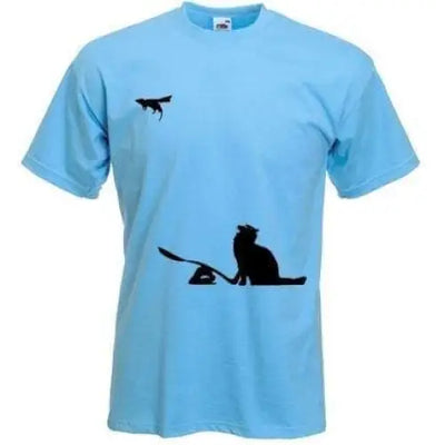 Banksy Cat & Mouse Mens T-Shirt XXL / Light Blue