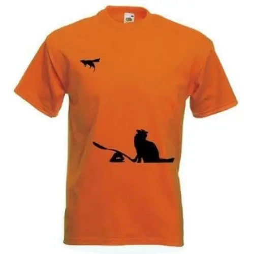 Banksy Cat & Mouse Mens T-Shirt XXL / Orange