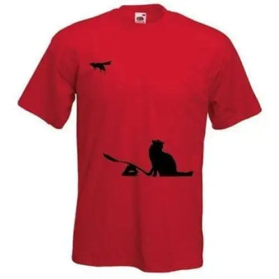 Banksy Cat & Mouse Mens T-Shirt XXL / Red