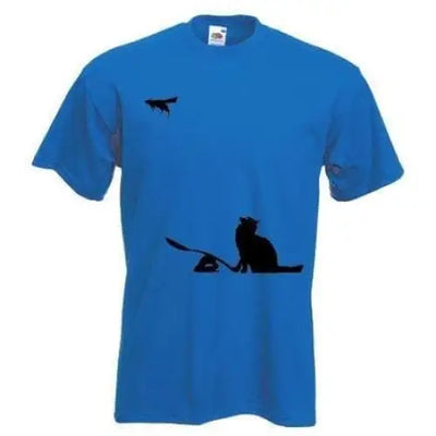 Banksy Cat & Mouse Mens T-Shirt XXL / Royal Blue