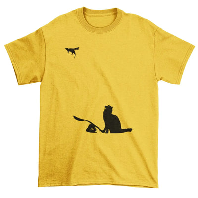 Banksy Cat & Mouse Mens T-Shirt XXL / Yellow