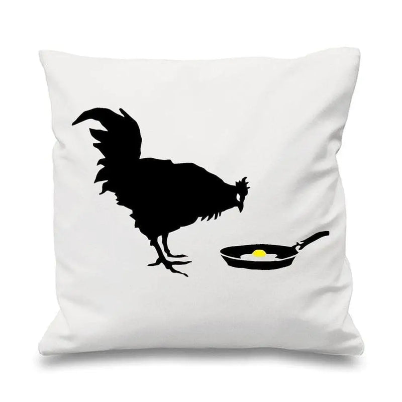 Banksy Chicken & Egg Cushion
