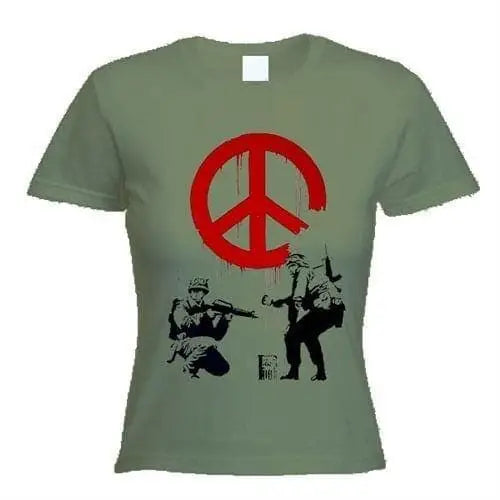 Banksy CND Soldiers Ladies T-Shirt XL / Khaki