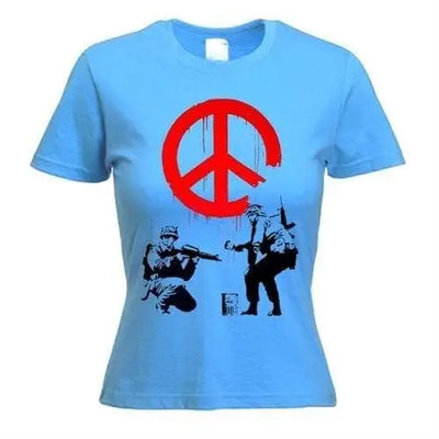 Banksy CND Soldiers Ladies T-Shirt XL / Light Blue