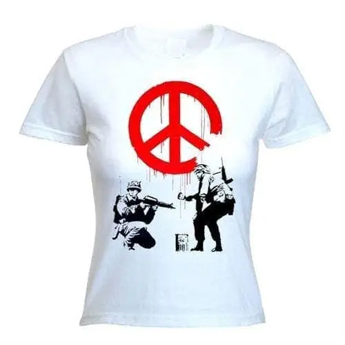 Banksy CND Soldiers Ladies T-Shirt XL / White