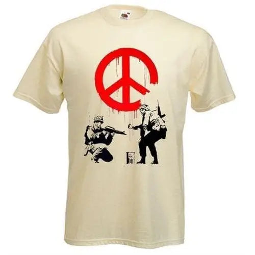 Banksy CND Soldiers Mens T-Shirt S / Cream