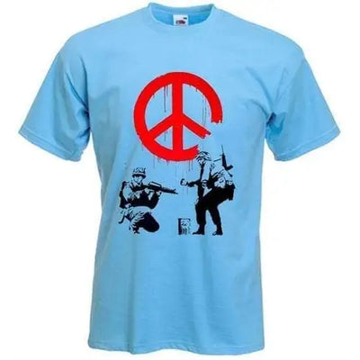 Banksy CND Soldiers Mens T-Shirt S / Light Blue