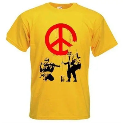 Banksy CND Soldiers Mens T-Shirt S / Yellow