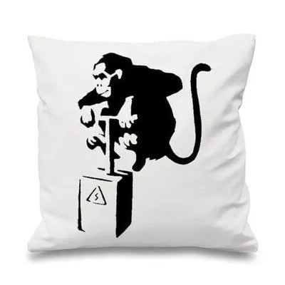 Banksy Detonator Monkey Cushion White