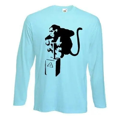 Banksy Detonator Monkey Long Sleeve T-Shirt XL / Light Blue