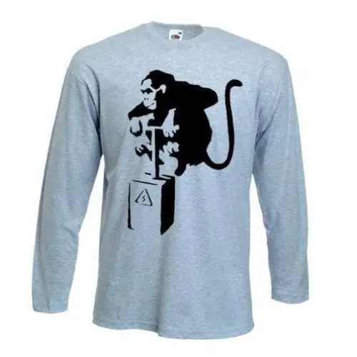 Banksy Detonator Monkey Long Sleeve T-Shirt XL / Light Grey