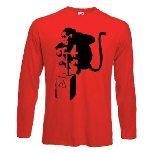 Banksy Detonator Monkey Long Sleeve T-Shirt XL / Red