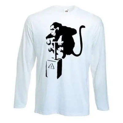 Banksy Detonator Monkey Long Sleeve T-Shirt XL / White