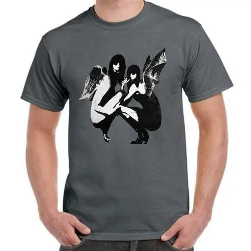 Banksy Drunken Crouching Angels Mens T-Shirt XXL / Charcoal