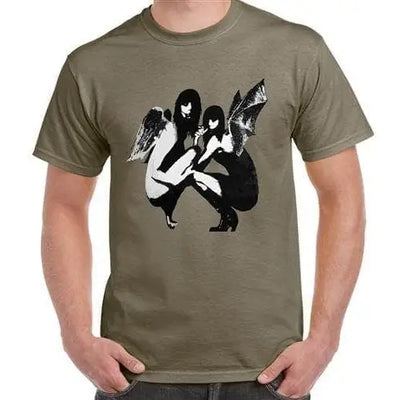 Banksy Drunken Crouching Angels Mens T-Shirt XXL / Khaki