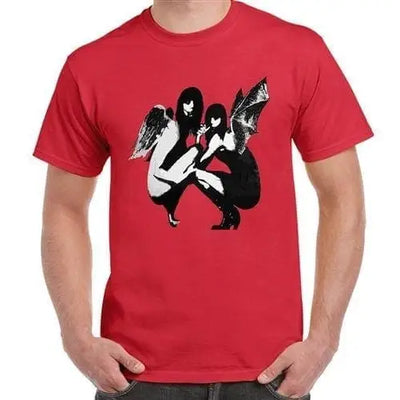 Banksy Drunken Crouching Angels Mens T-Shirt XXL / Red