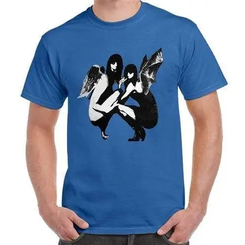 Banksy Drunken Crouching Angels Mens T-Shirt XXL / Royal Blue