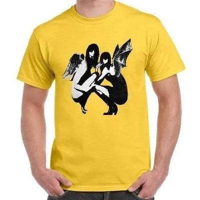 Banksy Drunken Crouching Angels Mens T-Shirt XXL / Yellow