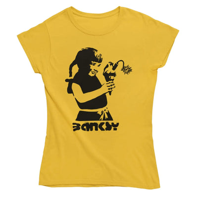 Banksy Dynamite Ice Cream Ladies T-Shirt - S / Yellow -