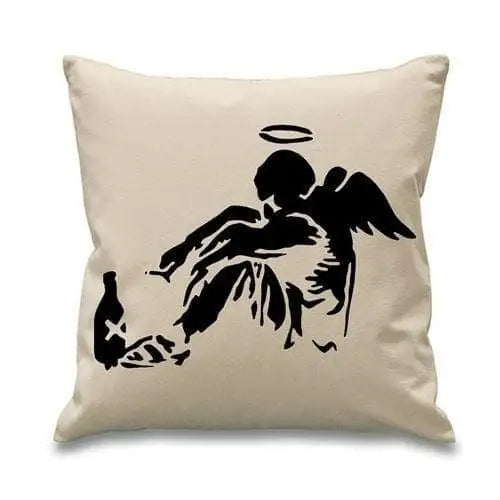 Banksy Fallen Angel Sofa Cushion Cream
