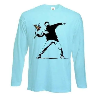 banksy flower thrower long sleeve t-Shirt XL / Light Blue