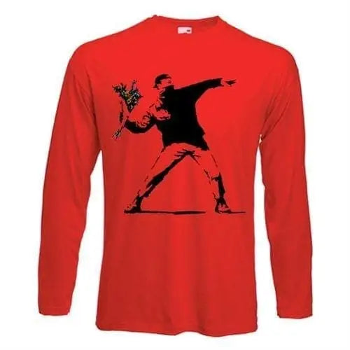 banksy flower thrower long sleeve t-Shirt XL / Red
