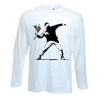 banksy flower thrower long sleeve t-Shirt XL / White