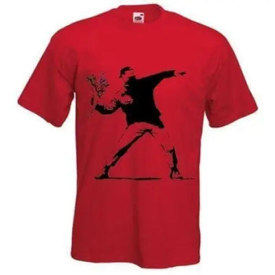 Banksy Flower Thrower Men's T-Shirt Red / L