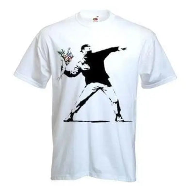 Banksy Flower Thrower Men's T-Shirt White / L