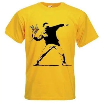 Banksy Flower Thrower Men's T-Shirt Yellow / L