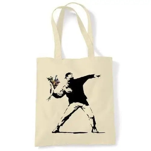 Banksy Flower Thrower Shoulder bag Cream