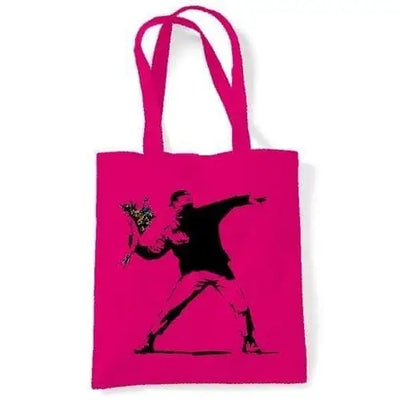 Banksy Flower Thrower Shoulder bag Dark Pink