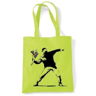 Banksy Flower Thrower Shoulder bag Lime Green
