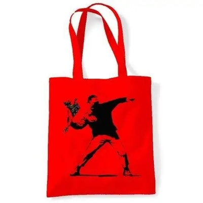 Banksy Flower Thrower Shoulder bag Red