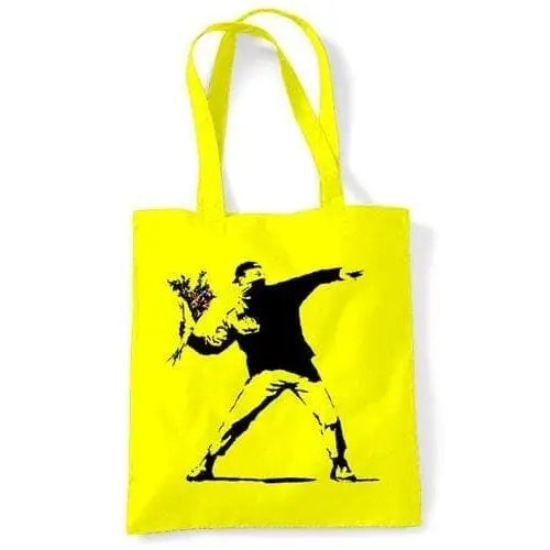 Banksy Flower Thrower Shoulder bag Yellow