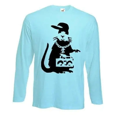 Banksy Gangster Rat Long Sleeve T-Shirt XXL / Light Blue