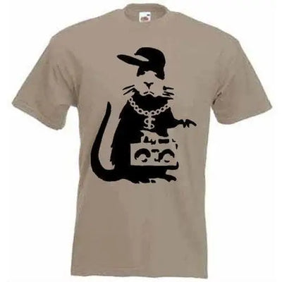 Banksy Gangster Rat Mens T-Shirt XL / Khaki