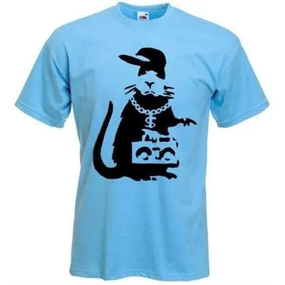 Banksy Gangster Rat Mens T-Shirt XL / Light Blue