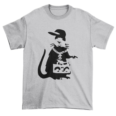 Banksy Gangster Rat Mens T-Shirt XL / Light Grey