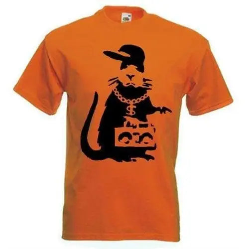 Banksy Gangster Rat Mens T-Shirt XL / Orange