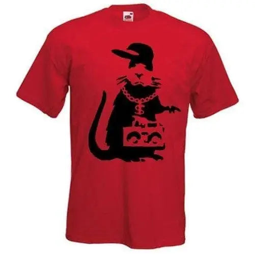 Banksy Gangster Rat Mens T-Shirt XL / Red