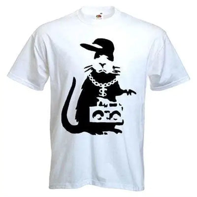 Banksy Gangster Rat Mens T-Shirt XL / White