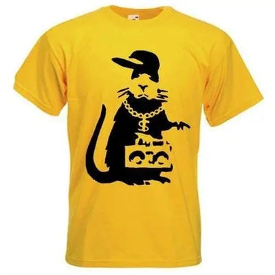 Banksy Gangster Rat Mens T-Shirt XL / Yellow