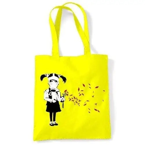 Banksy Gas Mask Girl Shoulder bag Yellow