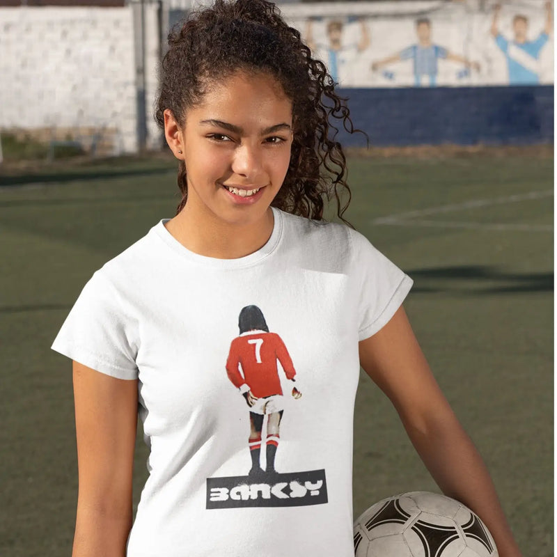 Banksy George Best Ladies T-Shirt - Womens T-Shirt