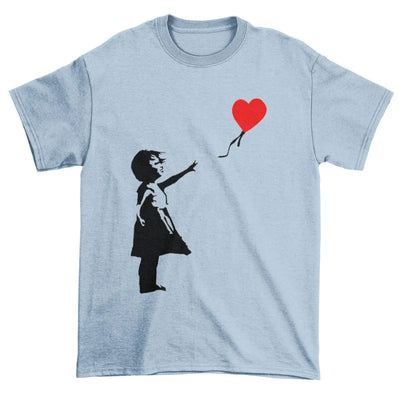 Banksy Girl With Heart Balloon T-Shirt XXL / Light Blue
