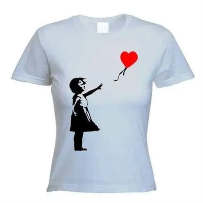 banksy girl with heart balloons Ladies t-shirt XL / Light Grey