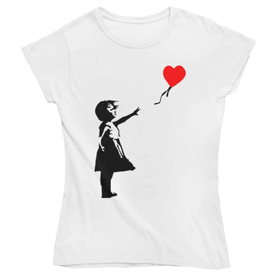 banksy girl with heart balloons Ladies t-shirt - XL / White