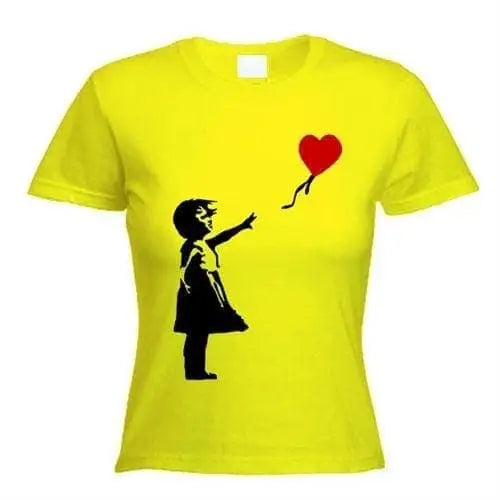 banksy girl with heart balloons Ladies t-shirt XL / Yellow